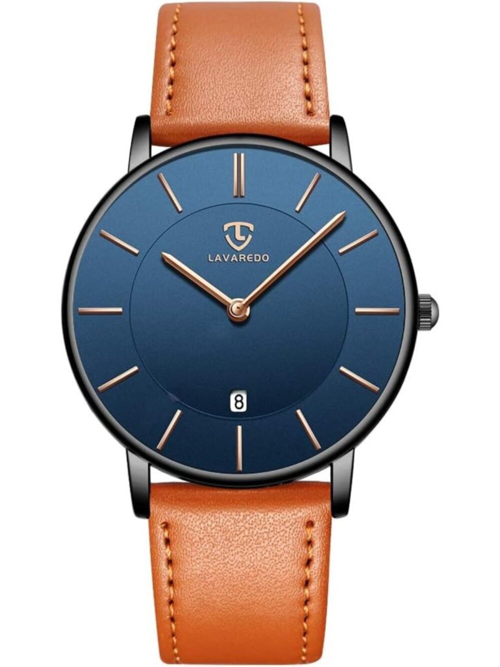 Minimalist Men's Analog Watch with Date, Leather Strap, Simple Fashion Timepiece